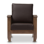 Baxton Studio Charlotte Faux Leather Chair, Dark Brown and Walnut Brown (125-6900-HiT)