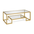 Henn&Hart 45' Wide Rectangular Coffee Table In Brass, Modern Coffee Tables For Living Room, Studio Apartment Essentials