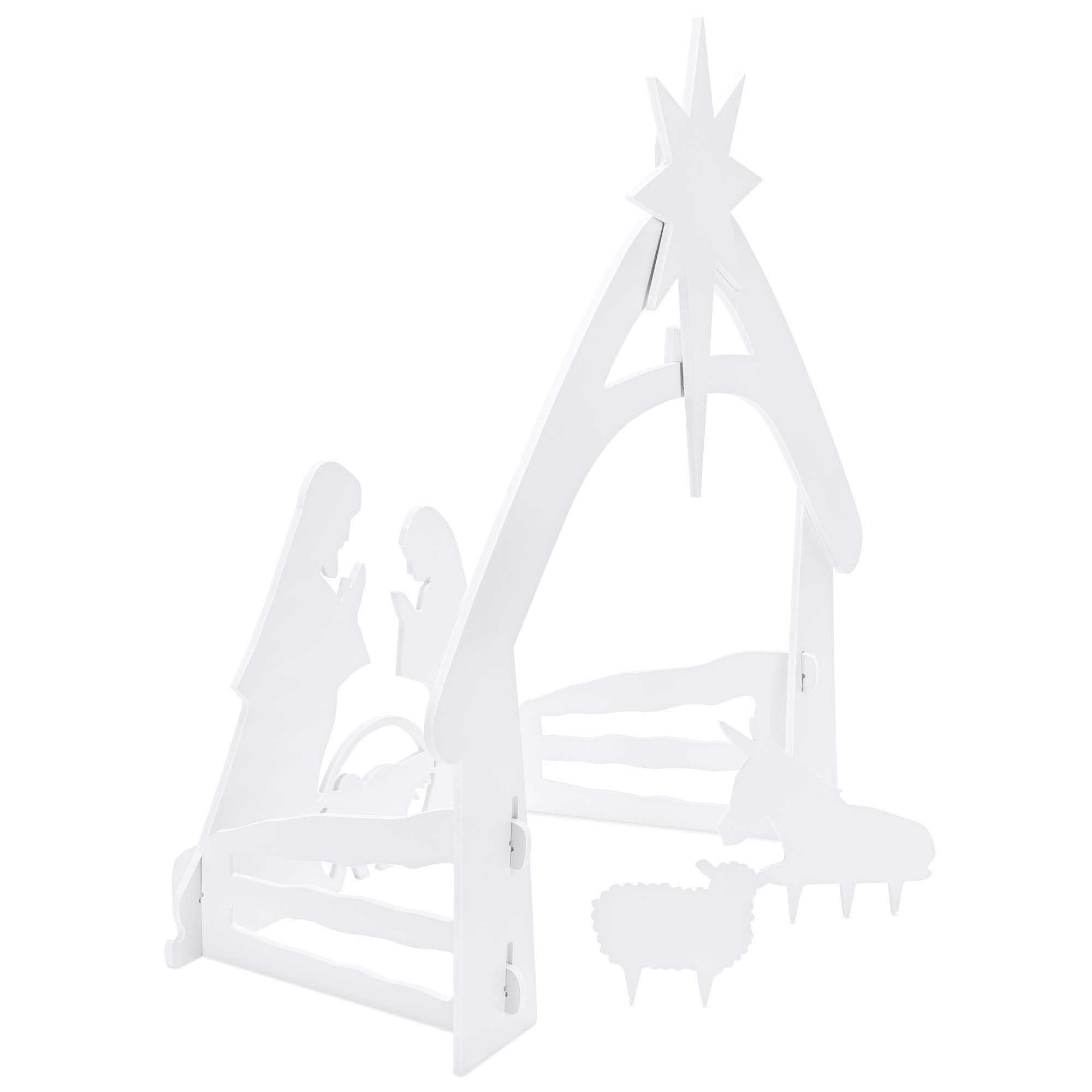 Best Choice Products 4Ft Outdoor Nativity Scene, Weather-Resistant Decor, Christmas Holy Family Yard Decoration, Water-Resistant Pvc - White