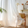 Schweek White Boho Curtains For Bedroom Living Room 84 Inches Long Farmhouse Semi Blackout Curtains 2 Pannels Window Curtain Pan