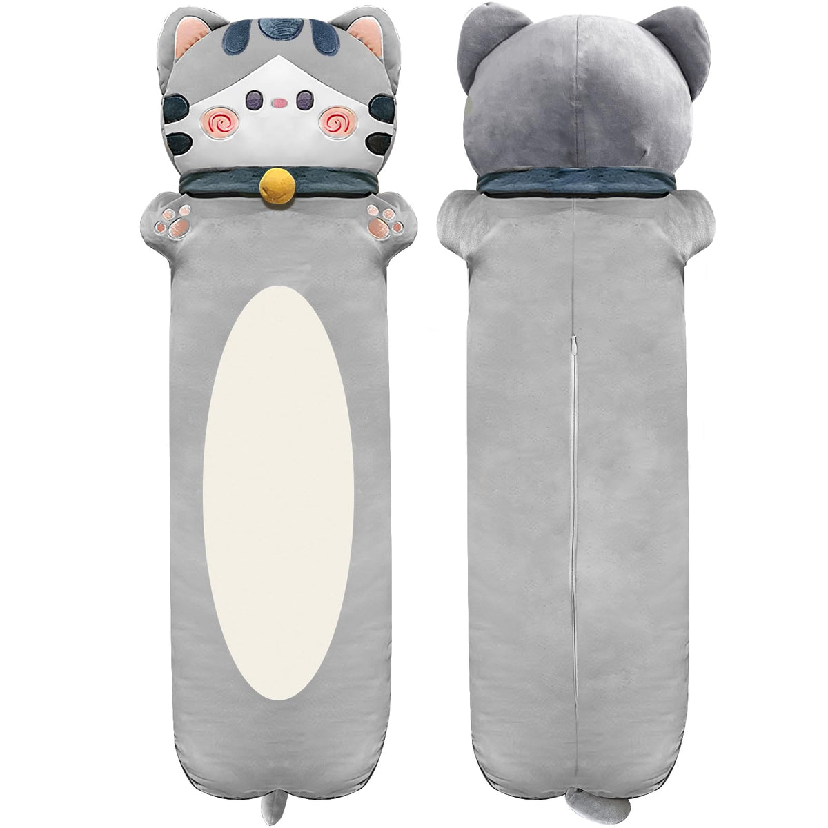 Nxnynz Long Cat Plush Pillow, 51.1Inches Cute Gray Cat Plushie Stuffed Animals Body Pillow, Kawaii Kitten Soft Plushie Doll Toy