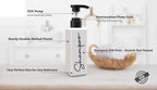 TwoP Brands Luxury Shampoo & Conditioner Dispenser Set - 3 Refillable Pump Bottles - White - Model shco2