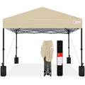 Best Choice Products 8x8ft Pop Up Canopy Tent, Outdoor Shade, 1 Person 1 Minute Set Up, Carry Case, 4 Weight Bags - Sand