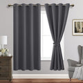 Jiuzhen Blackout Curtains With Tiebacks - Thermal Insulated, Light Blocking And Noise Reducing Grommet Curtain Drapes For Bedroom And Living Room, Set Of 2 Panels, Dark Grey, 52 X 63 Inch Length