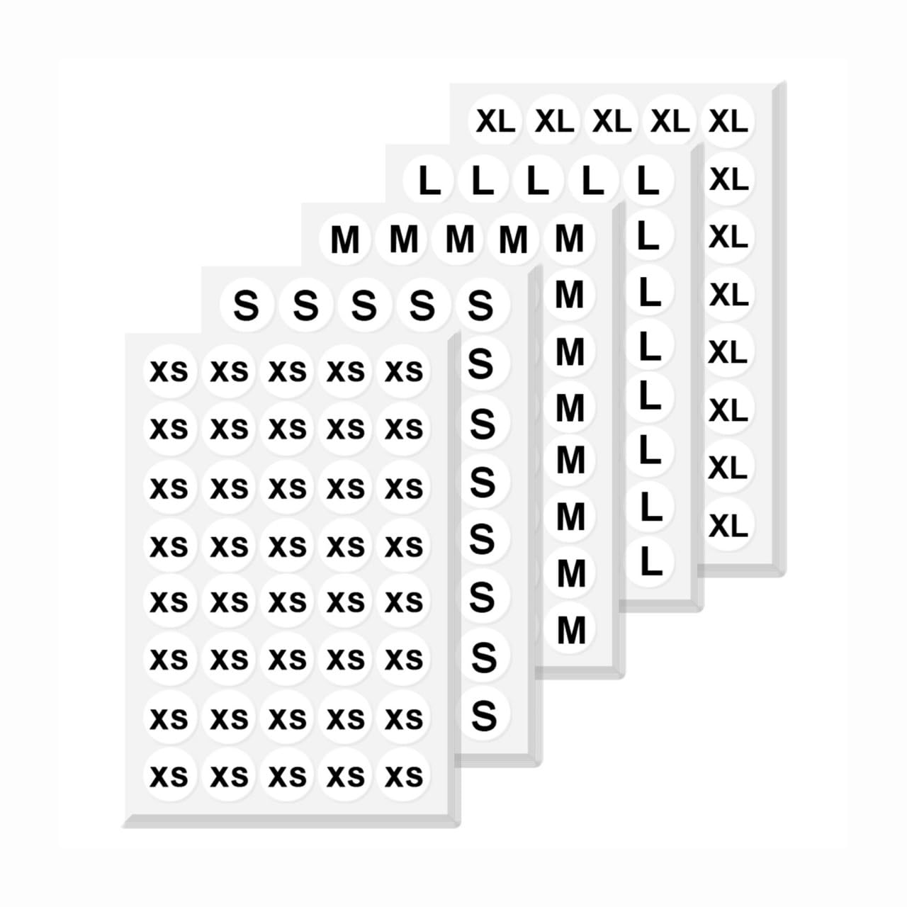 Size Stickers For Clothing, Pack Of 2000 Round Self-Adhesive 3/4' Labels, Includes Small Medium Large (Xs S M L Xl) Clothing Si