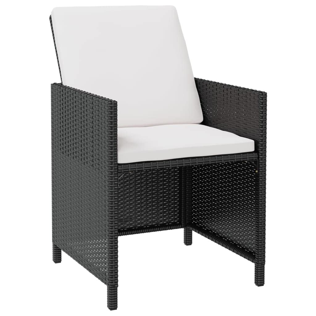 vidaXL 5-Piece Stylish Patio Dining Set - Made of Durable Poly Rattan and Acacia Wood in Black - Includes Table, Chairs, Stools and Cushions - Weather-Resistant Outdoor Furniture