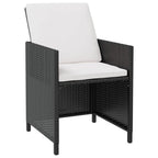 vidaXL 5-Piece Stylish Patio Dining Set - Made of Durable Poly Rattan and Acacia Wood in Black - Includes Table, Chairs, Stools and Cushions - Weather-Resistant Outdoor Furniture
