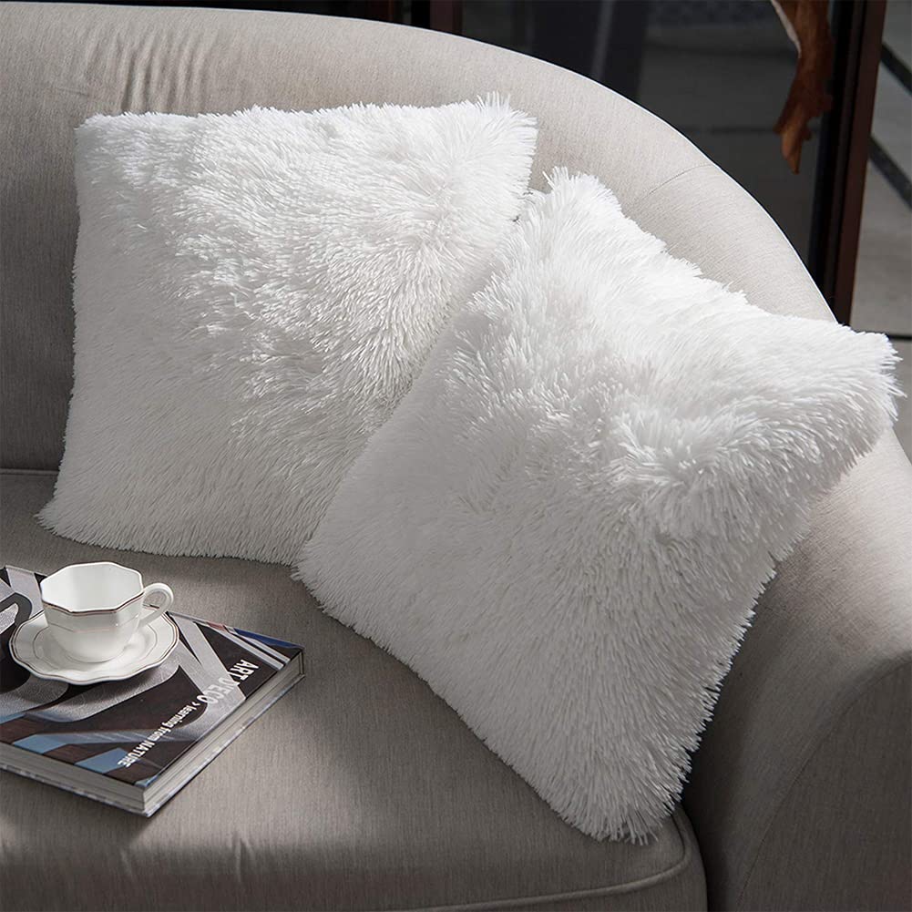Nordeco Home Luxury Soft Faux Fur Fleece Cushion Cover Pillowcase Decorative Throw Pillows Covers, No Pillow Insert, 22'' X 22''
