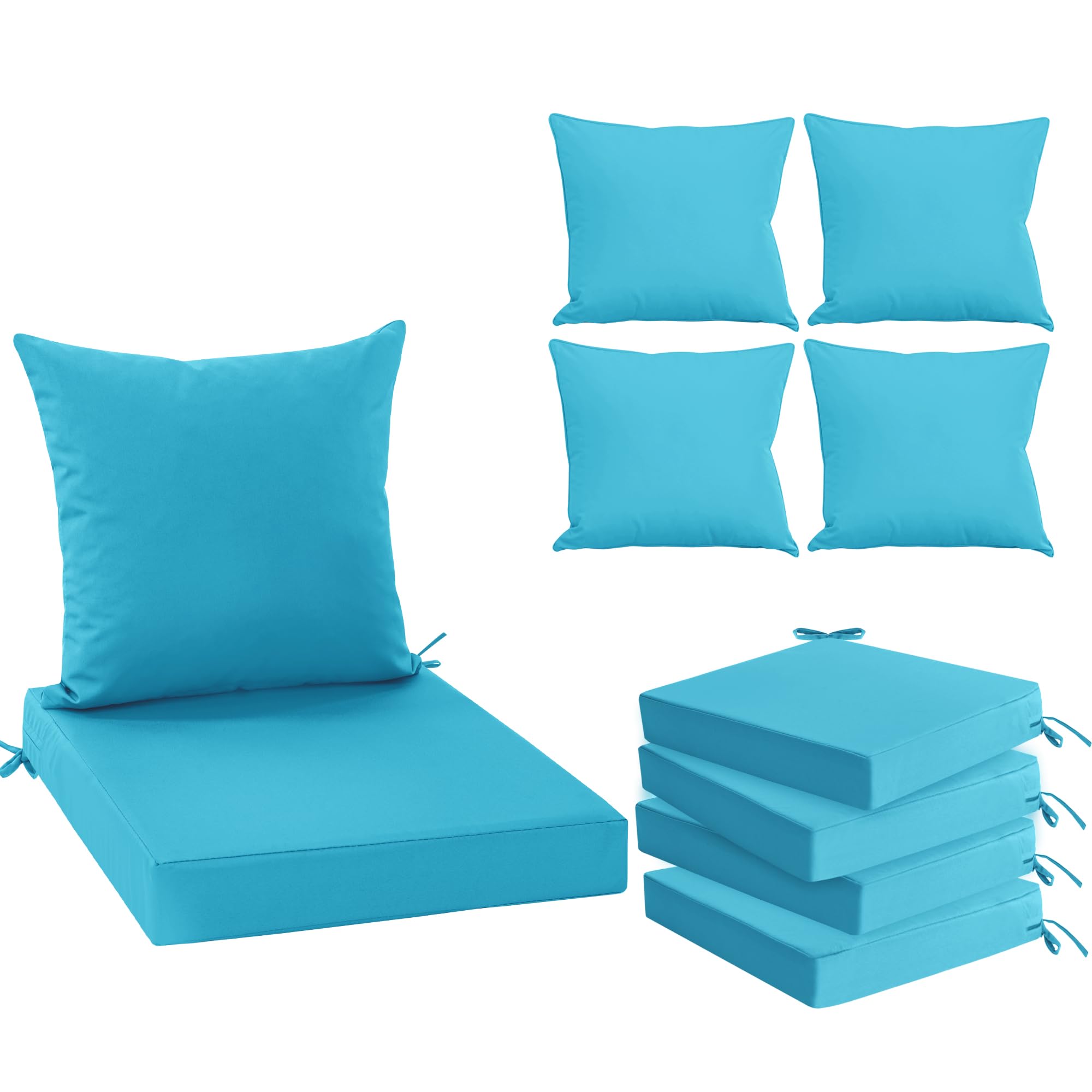 Summsun Outdoor Chair Cushions Set Of 4, Waterproof Backrest And Seat Cushion Set For Patio Furniture, Outdoor Replacement Cushi