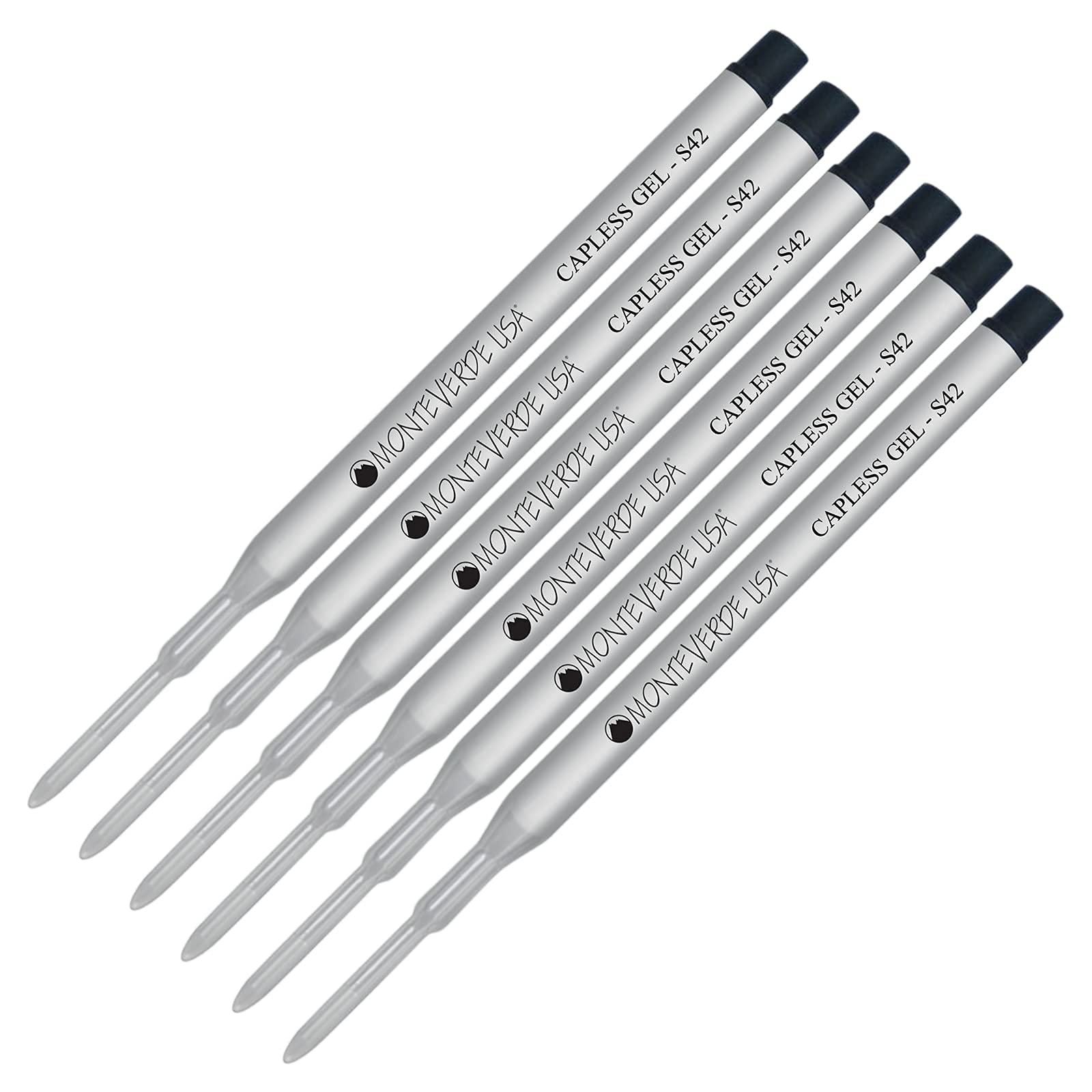 Lanier Combo Pack - 6 Pack - Monteverde Capless S42 Gel Ink Refill Compatible With Most Sheaffer Style Ballpoint Pens - Black (F