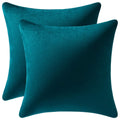 Dezene Throw Pillow Cases 24X24 Teal: 2 Pack Cozy Soft Velvet Square Decorative Pillow Covers For Farmhouse Home Decor