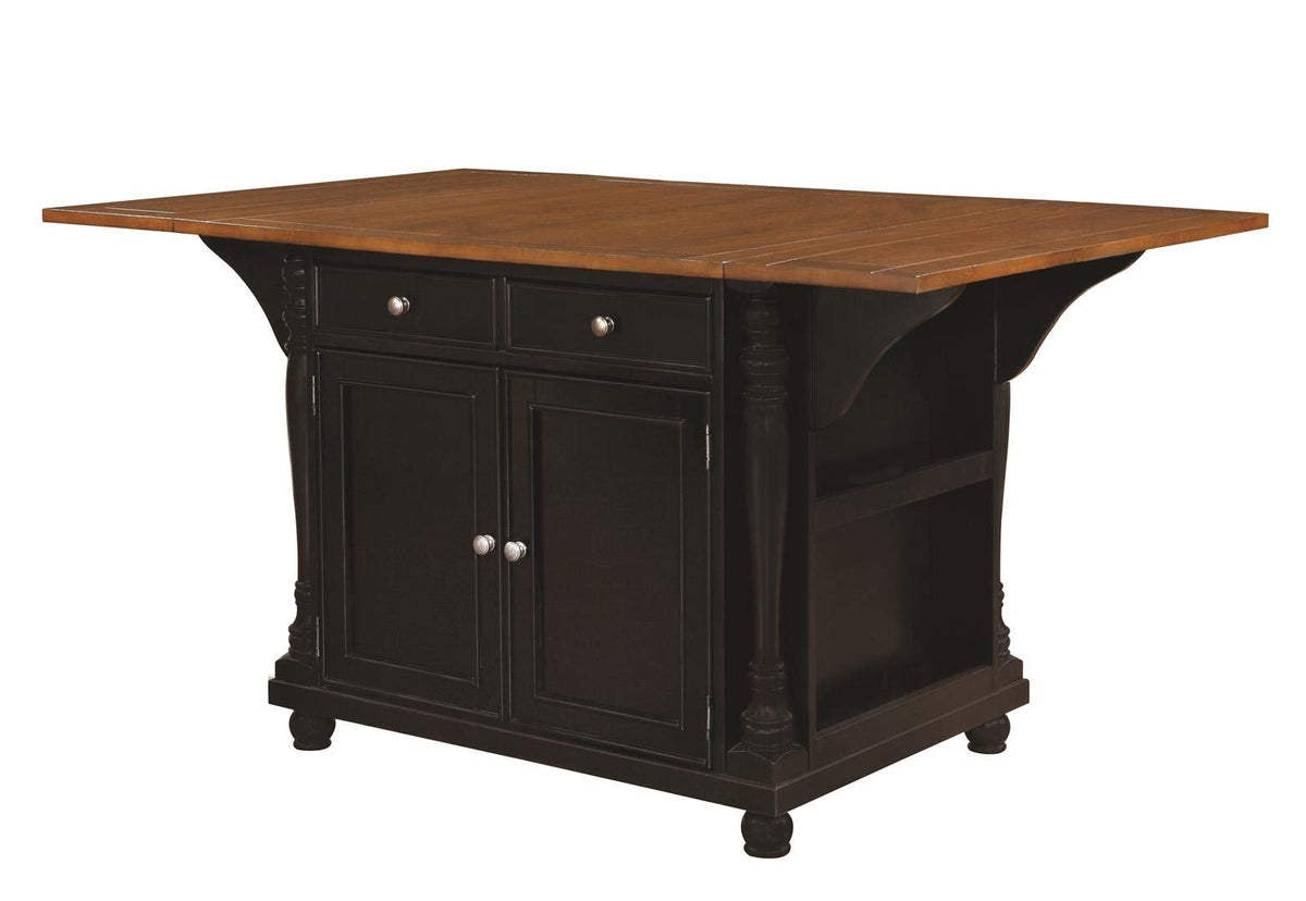 Coaster Home Furnishings Slater 2-Drawer Kitchen Island With Drop Leaves Brown And Black 102270