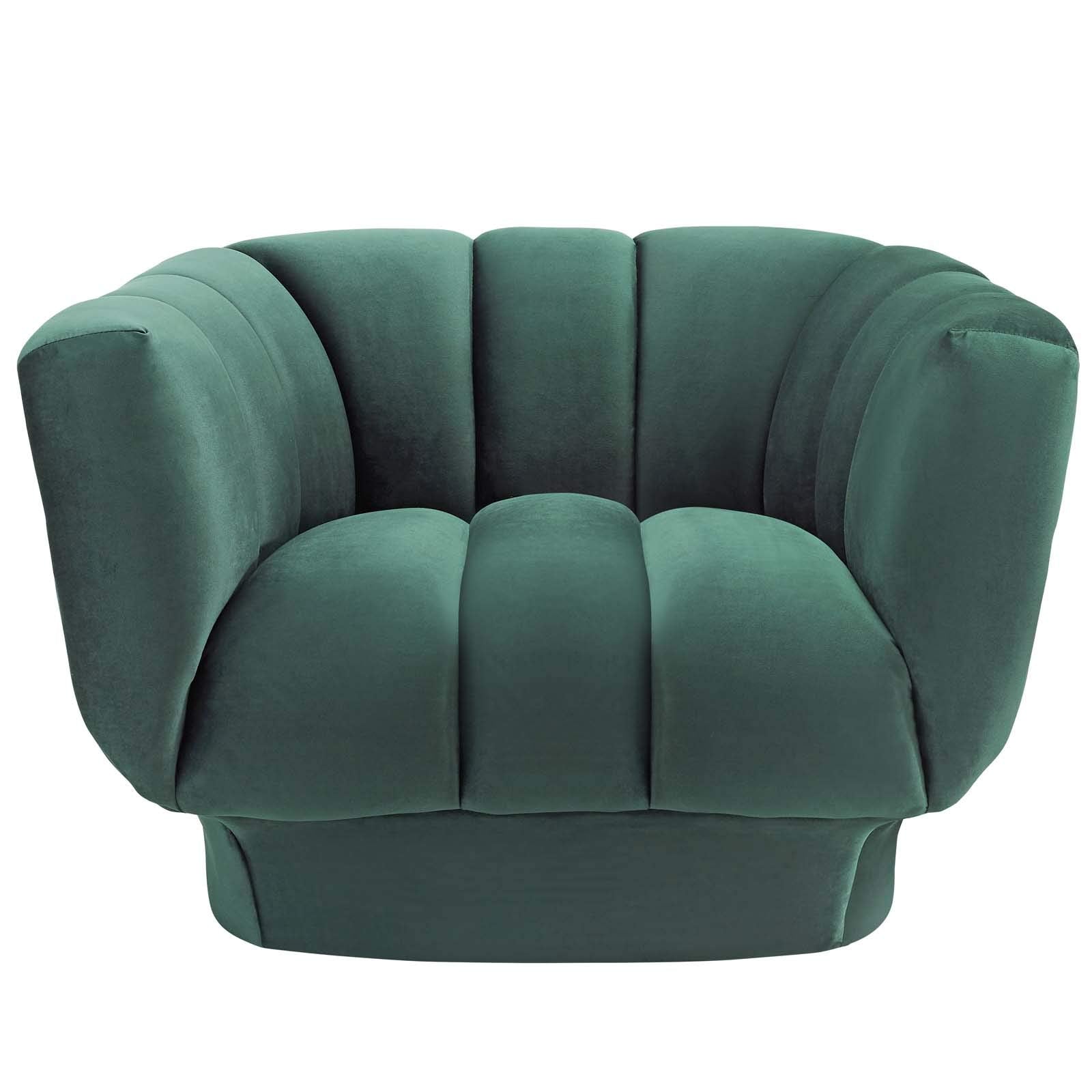 Modway Entertain Vertical Channel Tufted Performance Velvet Accent Lounge Armchair In Green