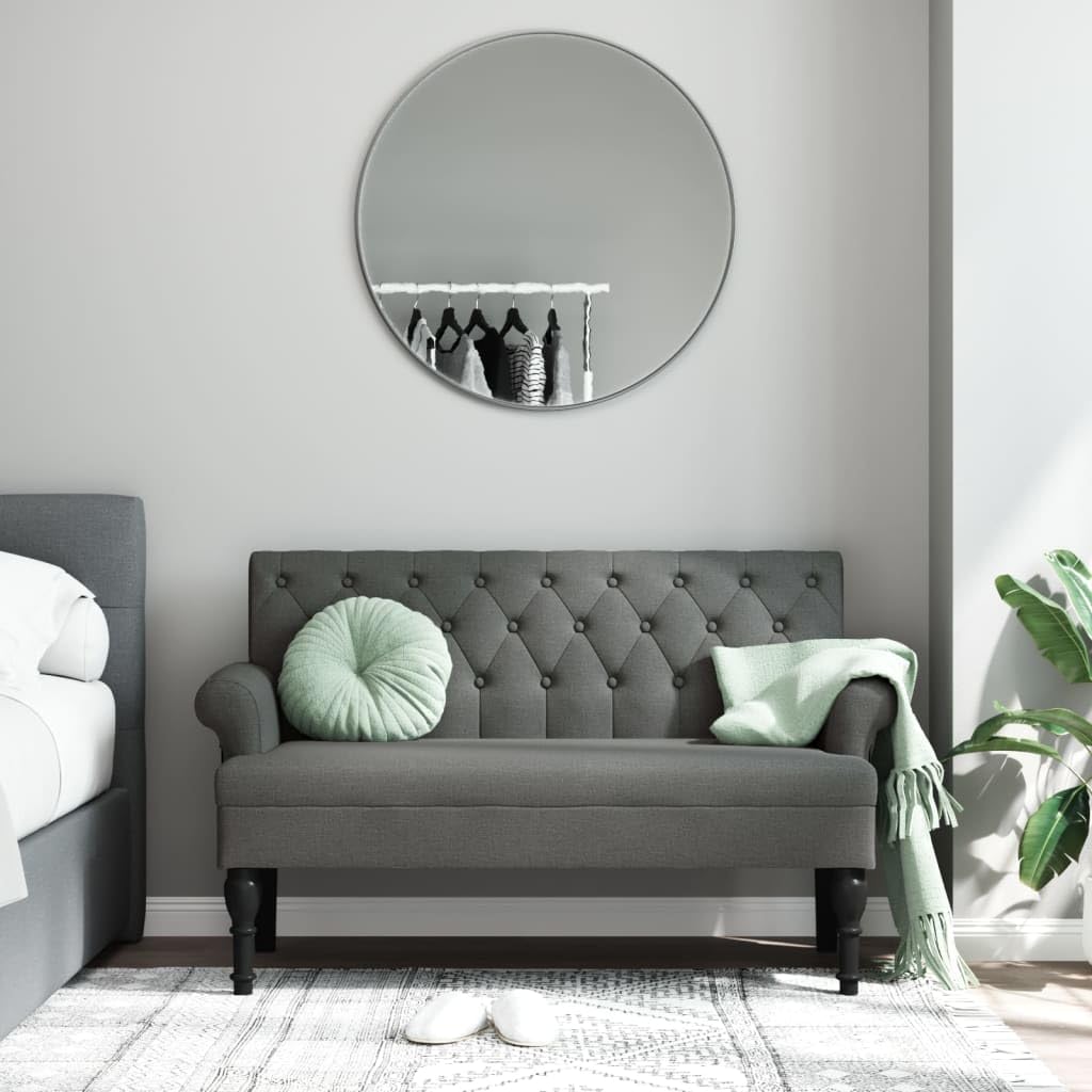 vidaXL 47 W Small Loveseat, Fabric Chesterfield Sofa with Button Tufting & Rolled Armrests for Small Spaces, 2 Seater Couch for Living Room & Bedroom, Dark Gray