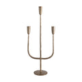 Creative Co-Op Hand-Forged Metal Candelabra, Antique Brass Finish (Holds 3 Taper Candle Holder