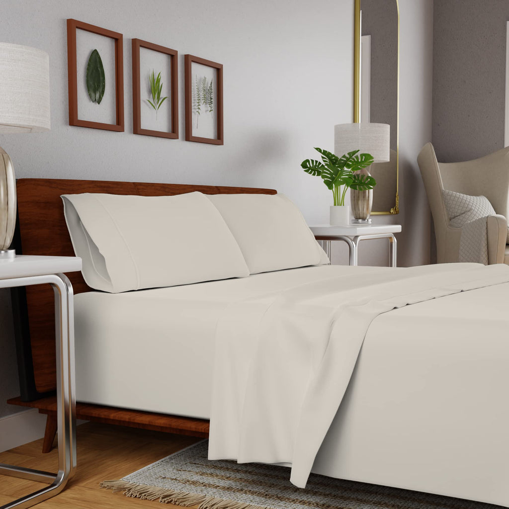 Purity Home Organic Cotton Twin Xl Sheets, Ivory 100% Cotton Sheets, Lightweight & Breathable, Deep Pockets Back To School Colle