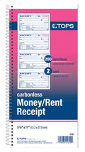 Tops Money/Rent Receipt Book, 2-Part, Carbonless, 11 X 5.25 Inches, 4 Receipts/Page, 200 Sets Per Book (4161) , White
