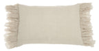 HomeRoots Grey Cotton Wide Tasseled Marble Yellow Lumbar Pillow