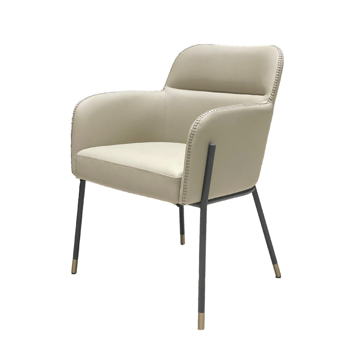 Benjara CID 25 Inch Modern Dining Chair, Tight Back, Vegan Faux Leather, Beige