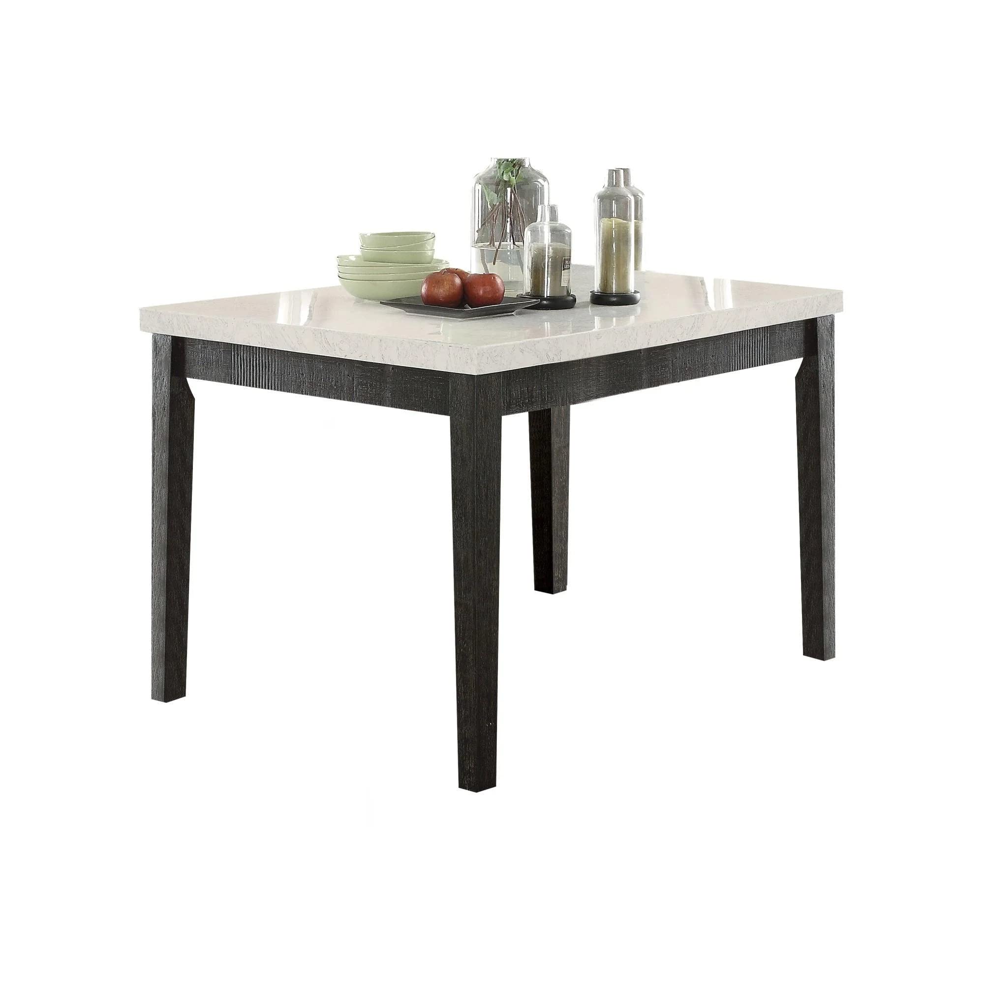 ACME Furniture Nolan Counter Height Table, White Marble/Salvage Dark Oak