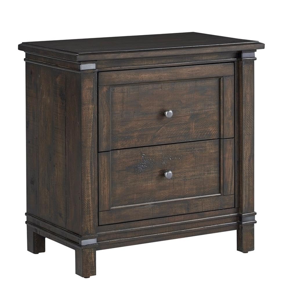 American Woodcrafters Farmwood 2-Drawer Rustic Brown Wood Nightstand