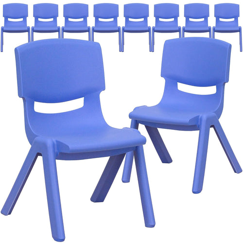 10 Pk. Blue Plastic Stackable School Chair with 10.5 Seat Height