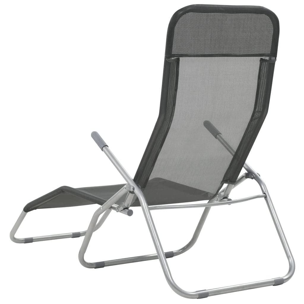 vidaXL Folding Sun Loungers - Set of 2, Weather-Resistant Textilene Fabric, Adjustable and Ergonomic Design, Portable for Beach & Garden Use - Anthracite Color