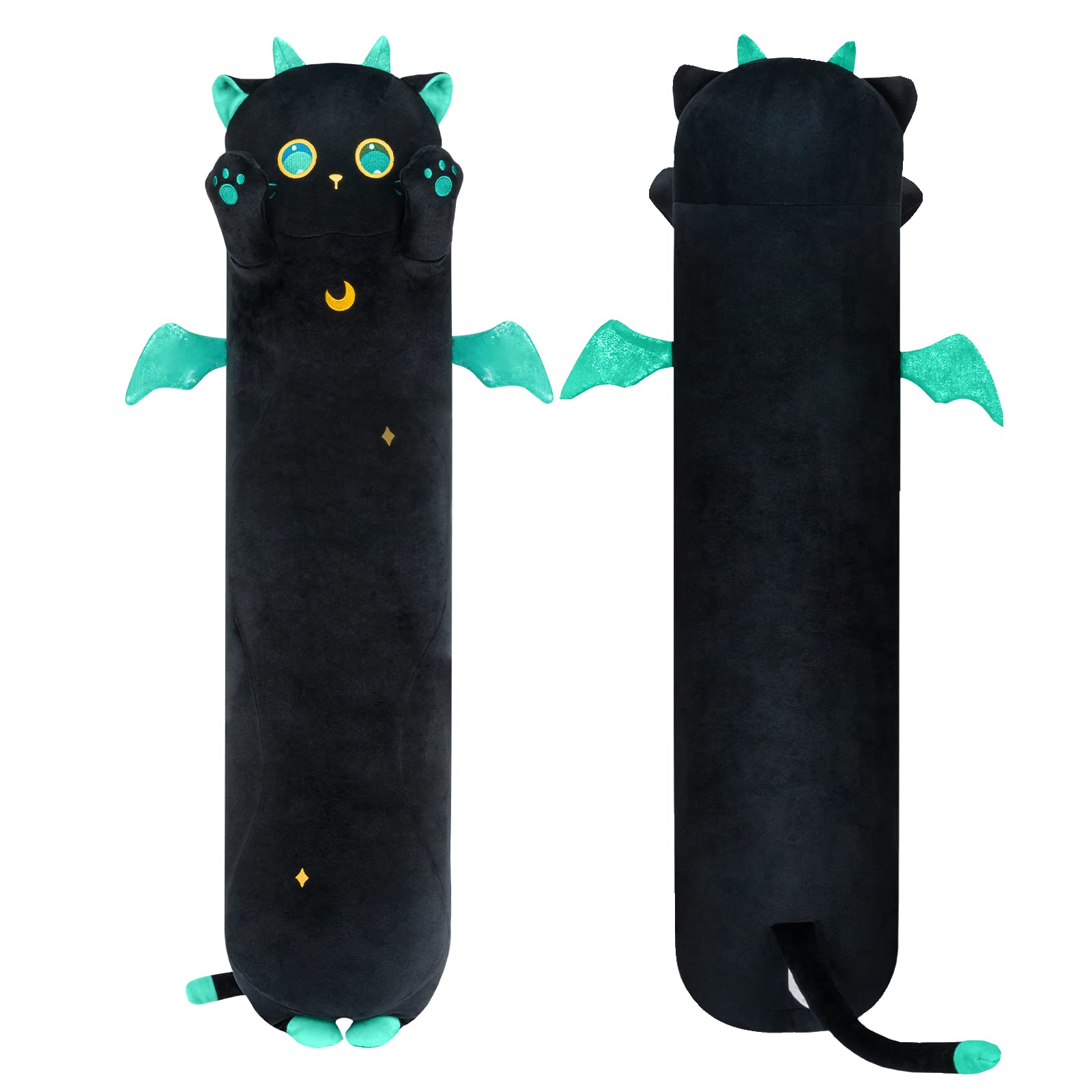 Mewaii Long Cat Plush Kawaii Body Pillow, 20    Cute Black Cat Stuffed Animals Soft Plushies, Big Eyes Kitten Plush Toys Throw P