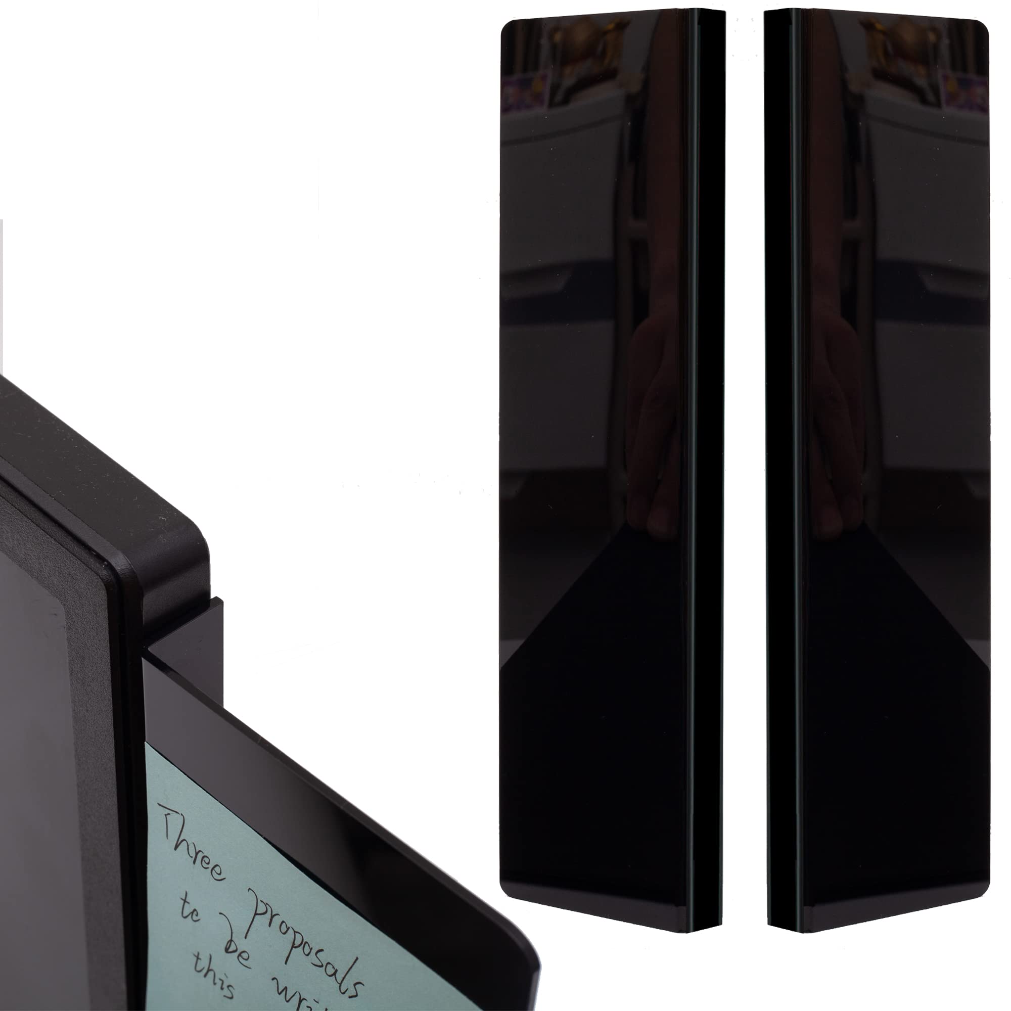 Yocoolfun 2 Pack Black Computer Monitor Memo Board For No Edge Monitors,Monitor Sticky Note Holder Computer Monitor Message Boar