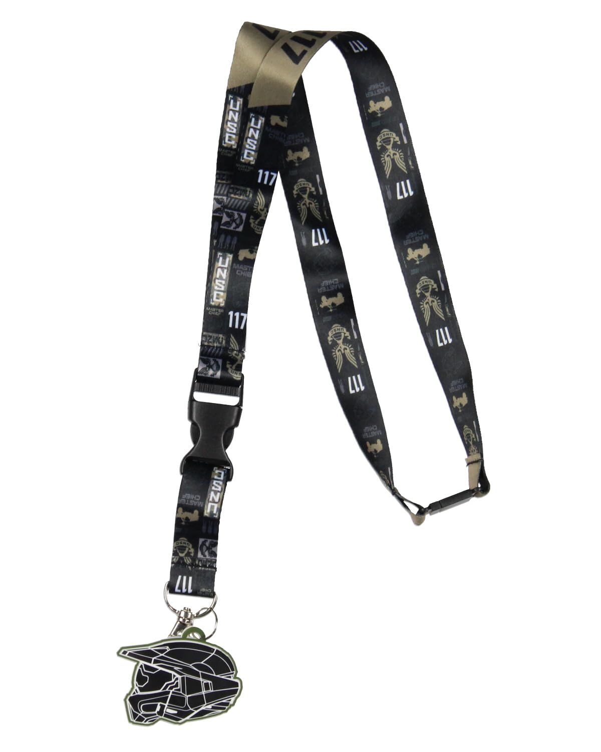 Seven Times Six Halo Infinite Unsc 117 Master Chief Keychain With 2' Rubber Charm Lanyard Id Badge Holder