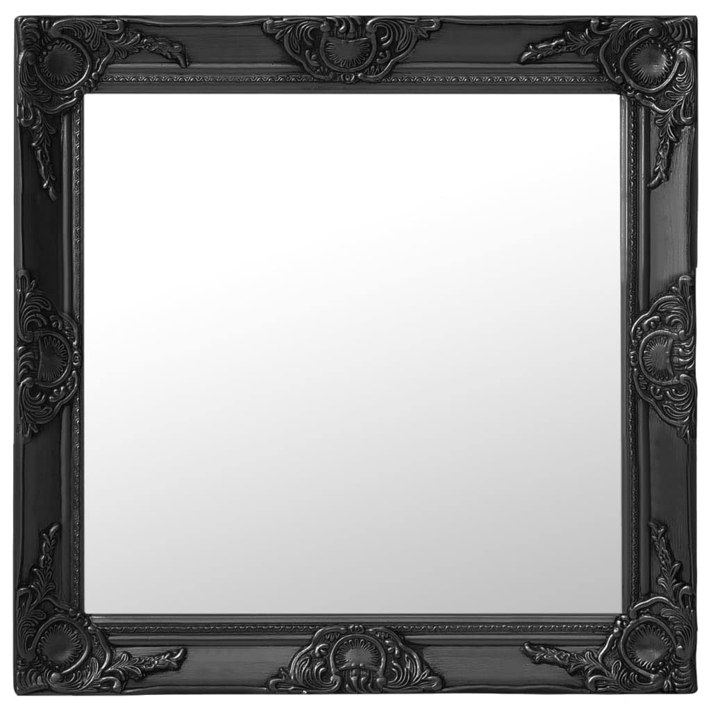 vidaXL Wall Mirror Baroque Style Handing Mirror Bathroom Bedroom Garderobe Wardrobe Home Decor Antique Retro Vintage Style 23.6&quot;x23.6&quot; Black