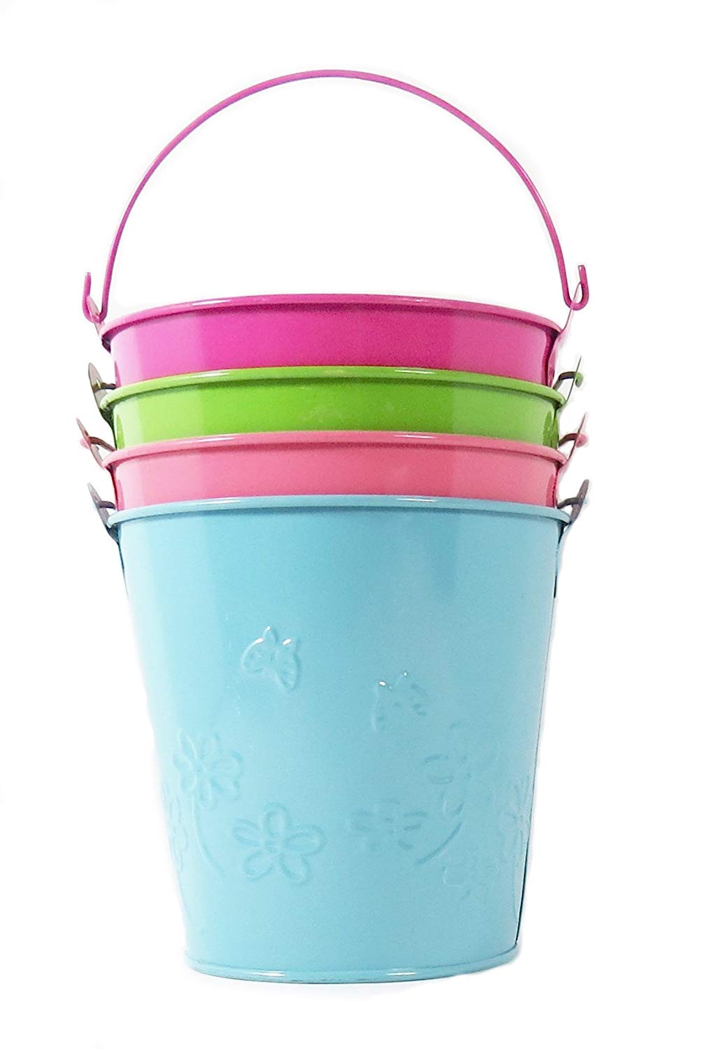 Big City Bargains Set Of 4 Pastel Metal Pails - Size 5.5 Inches