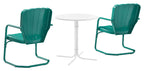 Crosley Furniture Ridgeland 3-Piece Outdoor Bistro Set, Retro Metal Patio Table and Chairs for Dining, Porch, Turquoise Gloss
