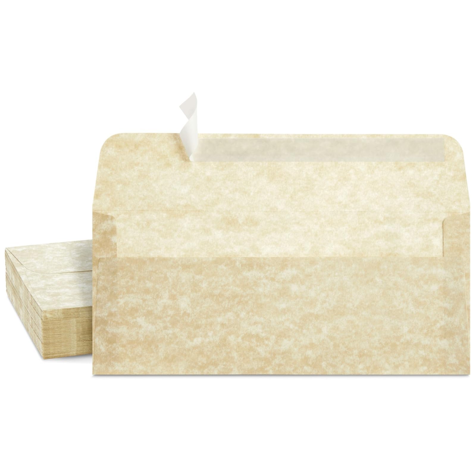 Sustainable Greetings 50 Pack,10 Parchment Business Envelopes With Self-Adhesive Strip For Mailing Letters, Invitations (4 1/8 X