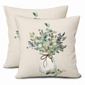 Aportt Spring Summer Leaf Pillow Covers 18X18 Inch Watercolor Eucalyptus Leaves Couch Pillow Cases Sage Green Farmhouse Throw Pi