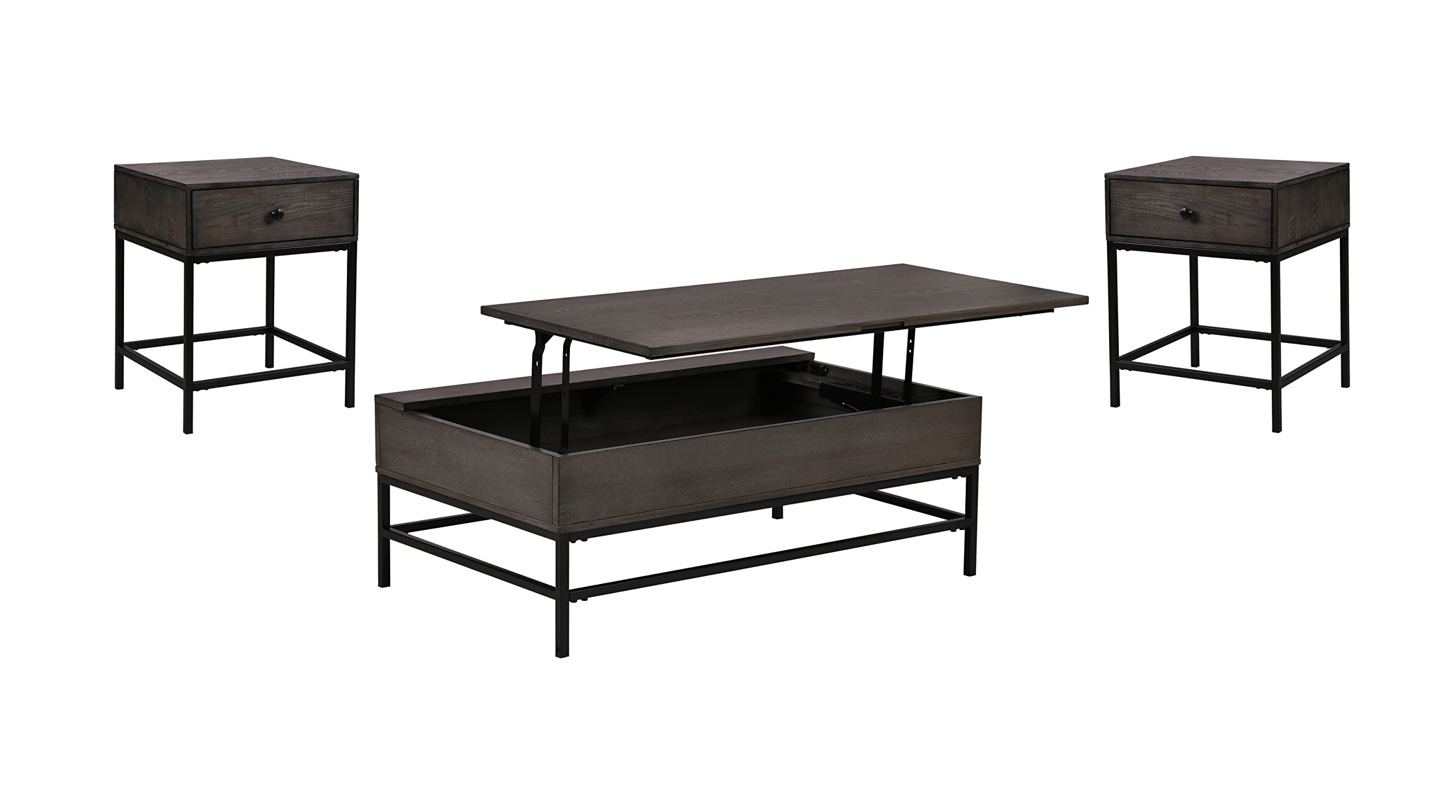 Lilola Home Ava 3 Piece Espresso MDF Lift Top Coffee and End Table Set