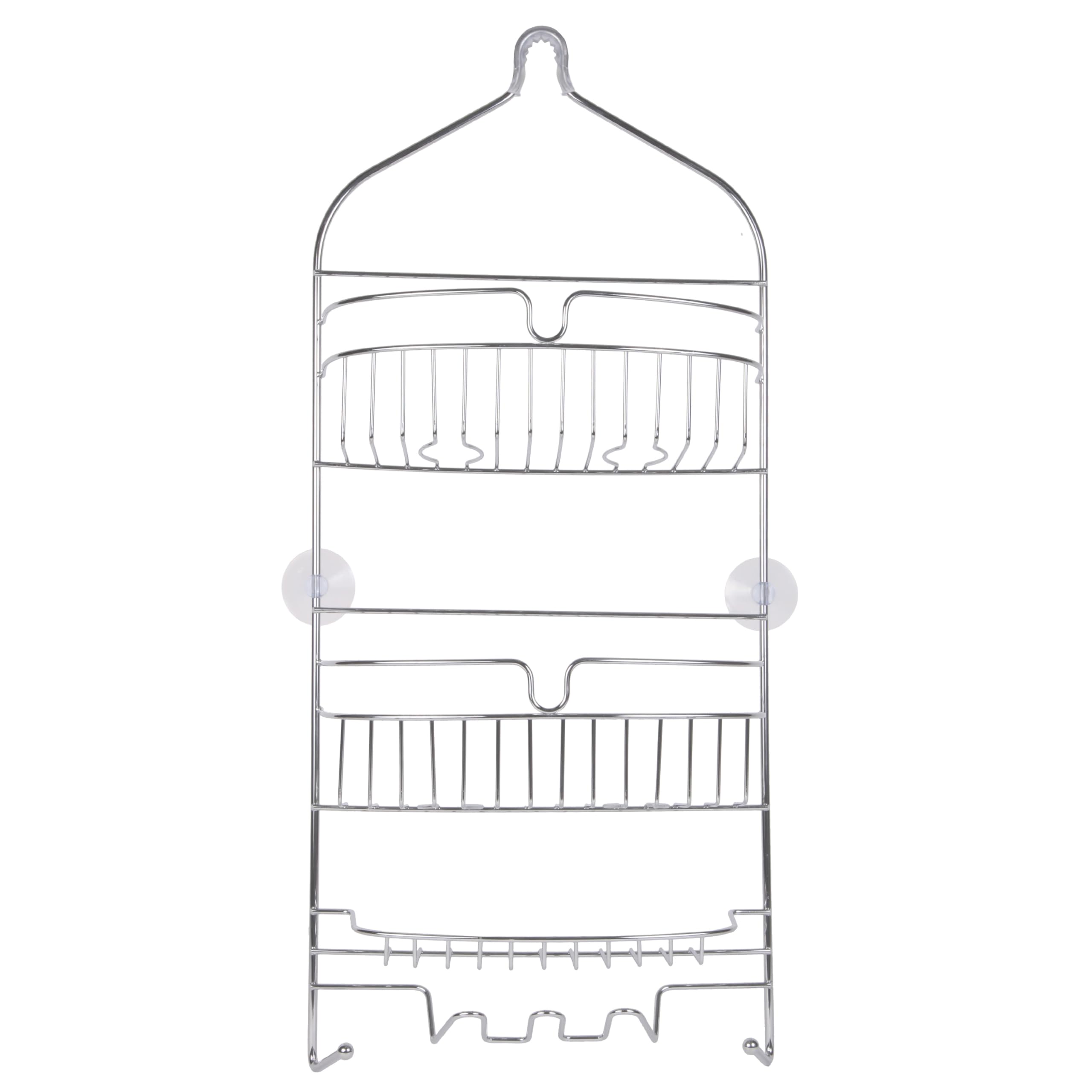 Kenney KN614151 Over the Shower Head 24 L x 11 W x 4.5 D Rust-Resistant Metal Wire Large 3-Shelf Hanging Caddy with Suction Cups