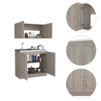 Agate Cabinet With 2 Upper Cabinets And 2 Lower Cabinets, 2 Piece Set, Light Gray