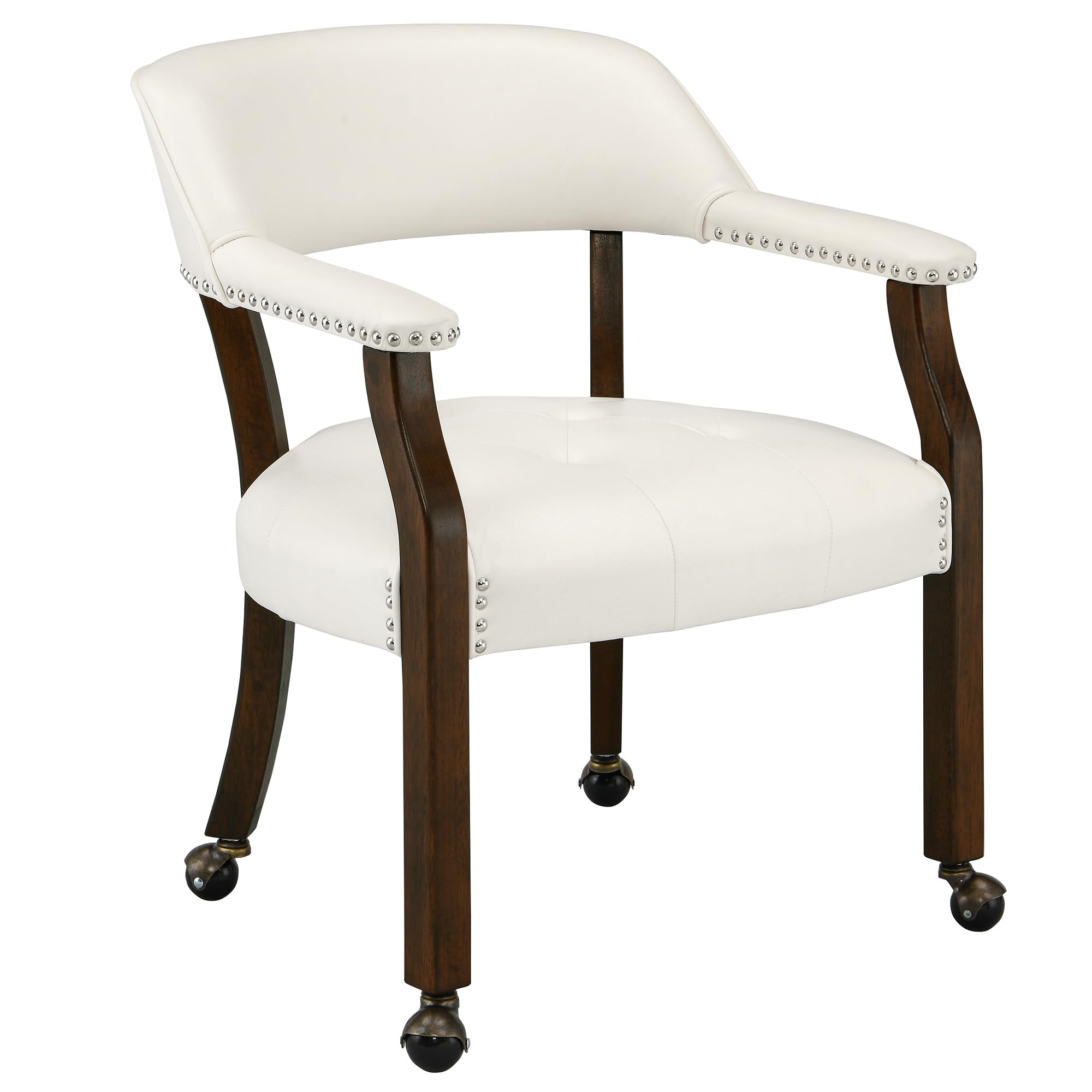 Leemtorig Large Dining Chairs With Casters And Arms, Rolling Dining Chairs With Wheels, Accent Solid Wood Boss Caption'S Chairs,