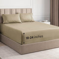 Extra Deep Pocket Queen Sheets - 4 Piece Breathable & Cooling Bed Sheets - Hotel Luxury Bed Sheet Set - Soft, Wrinkle Free & Comfy - Easily Fits Extra Deep Mattresses - Deep Pocket Beige Sheets Set