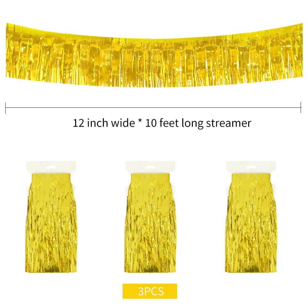 Beishida 3 Packs 30 Feet Metallic Foil Fringe Garland Tinsel Streamers