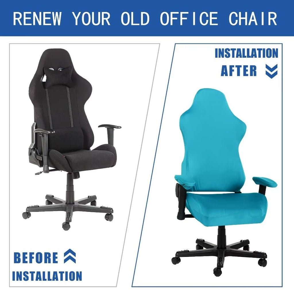 Saraflora Gaming Chair Cover, 2 Pack Teal - Stretchable, Removable, Protective Chair Cover For Armchair, Swivel Chair, Computer Boss Chair, Spandex Slipcovers