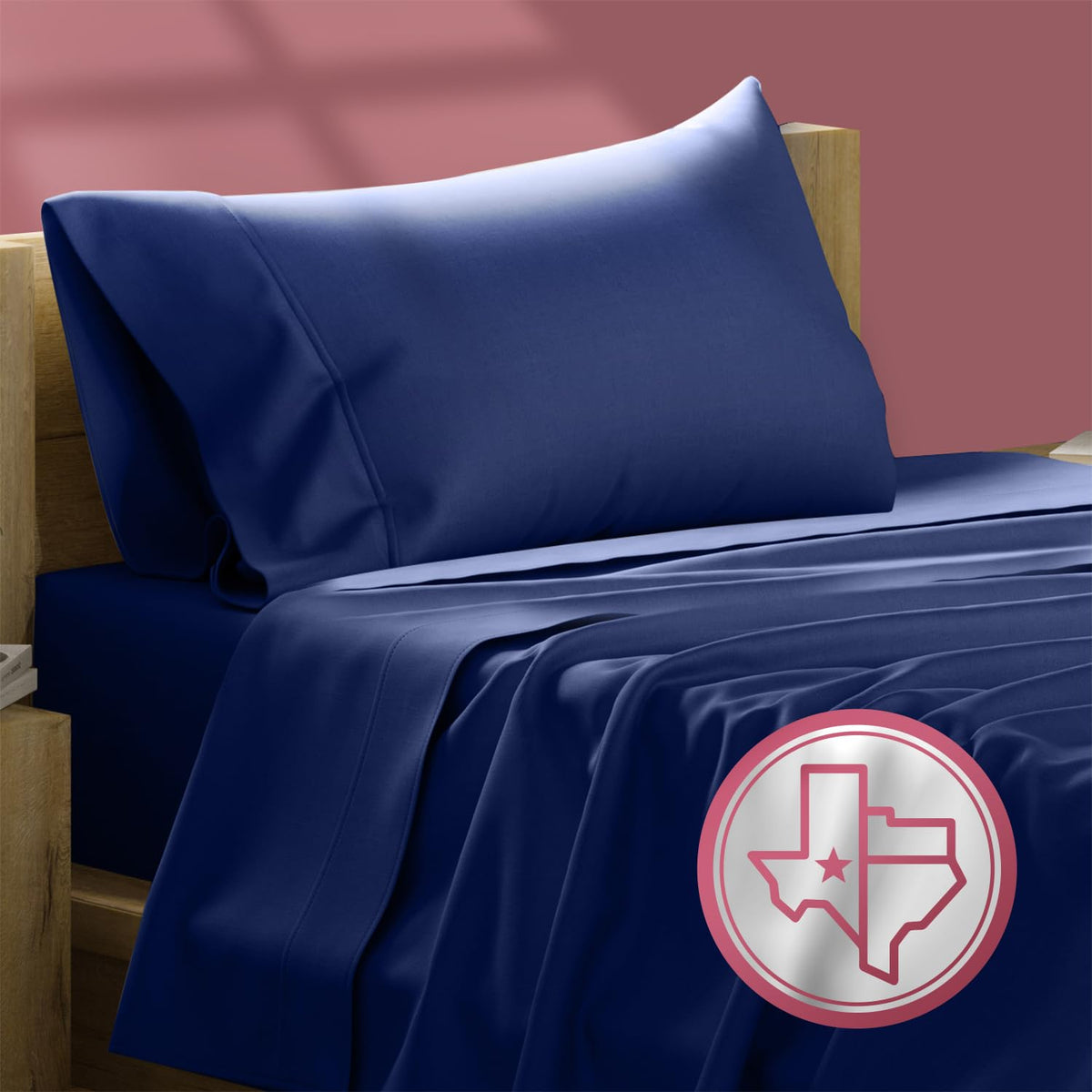 Texas Linen Co. Luxury Egyptian Cotton Twin Sheet Set - 800 Thread Count 3 Pc Navy Blue Egyptian Cotton Sheets For Twin Size Bed