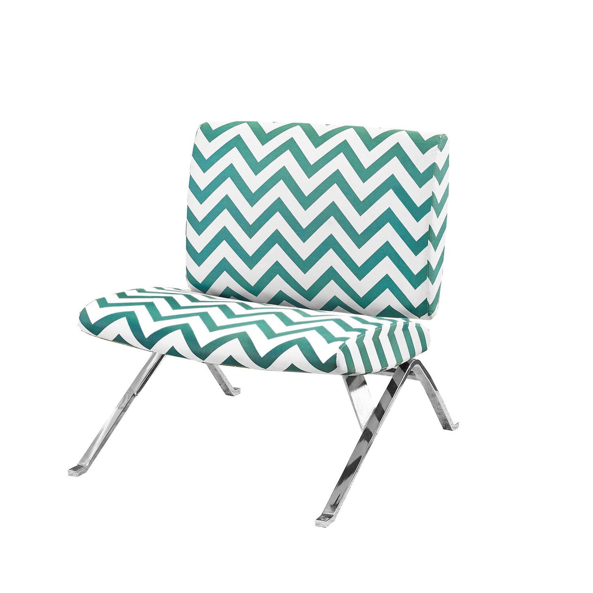 Monarch Specialties Teal 'Chevron' Fabric/Chrome Metal Accent Chair, 31-Inch