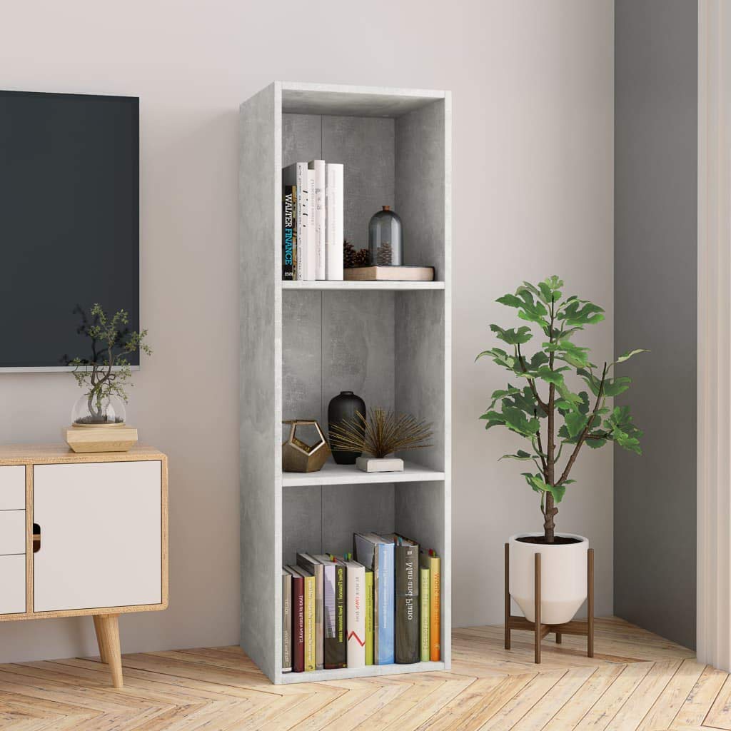 vidaXL Book Cabinet, Bookshelf TV Stand, Wall Bookcase for Office Living Room, Decorative Shelving Unit, Modern, Concrete Gray Engineered Wood