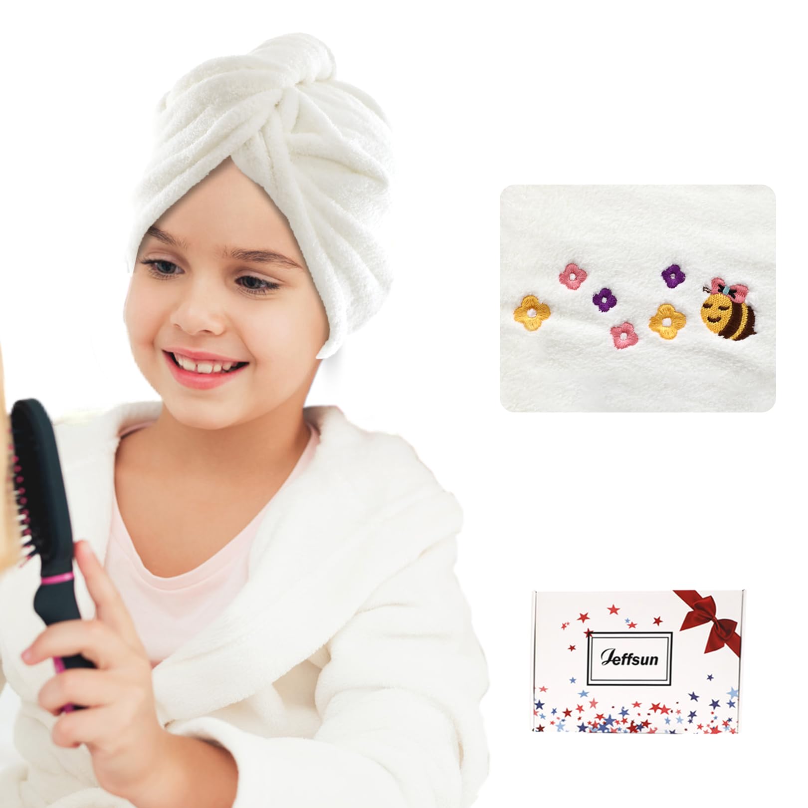 JEFFSUN Microfiber Hair Drying Towel for Women,Super Absorbent Quick Dry Towel Wrap for Curly Long Thick Frizzy Wet Hair, Easy t