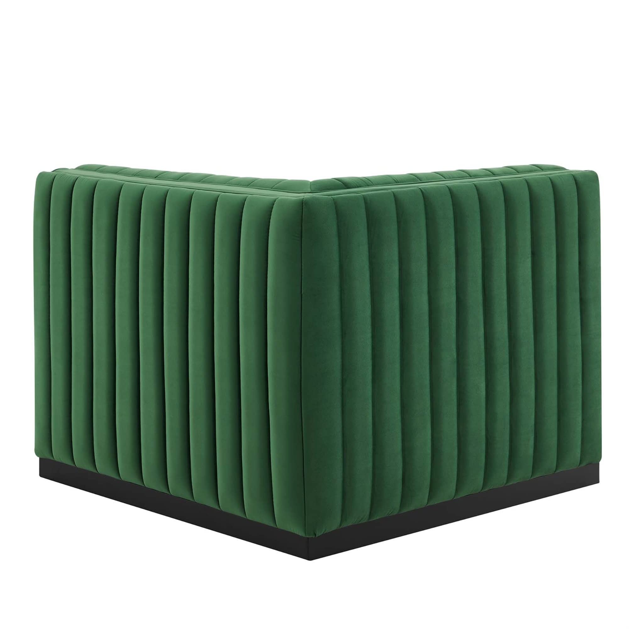 Modway Conjure Modern Channel Tufted Velvet Left Corner Chair In Emerald Green