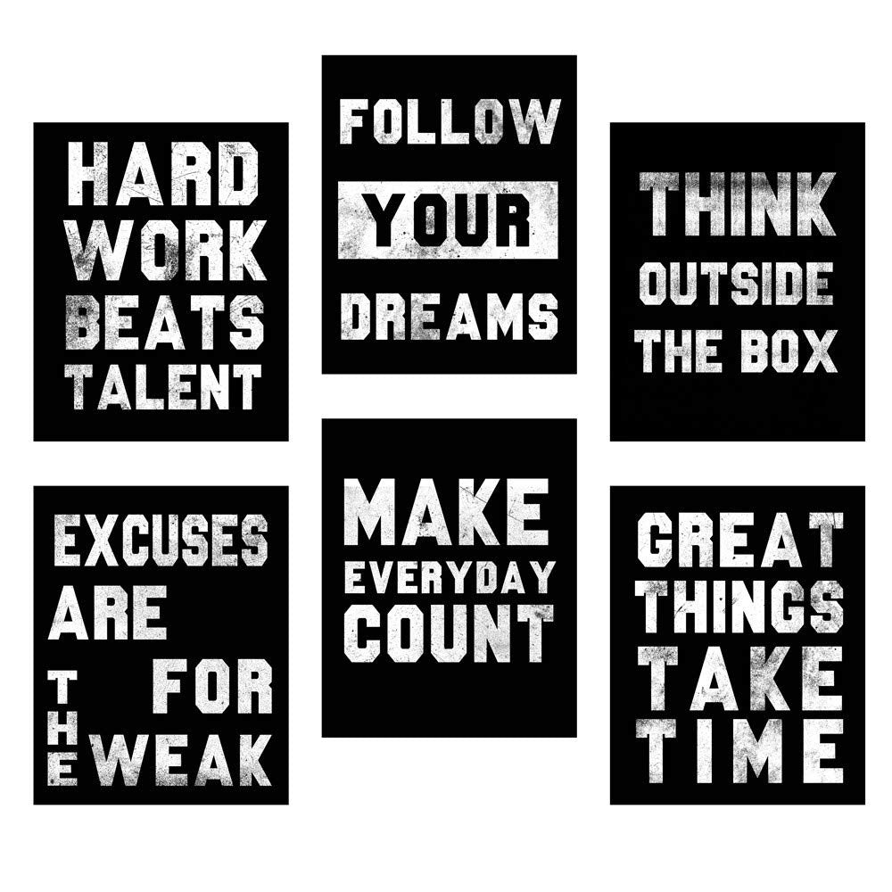 Homanga Motivational Wall Art Posters, Positive Office Decor Art Prints, Set Of 6, Inspirational Quote Wall Art For Teens Living