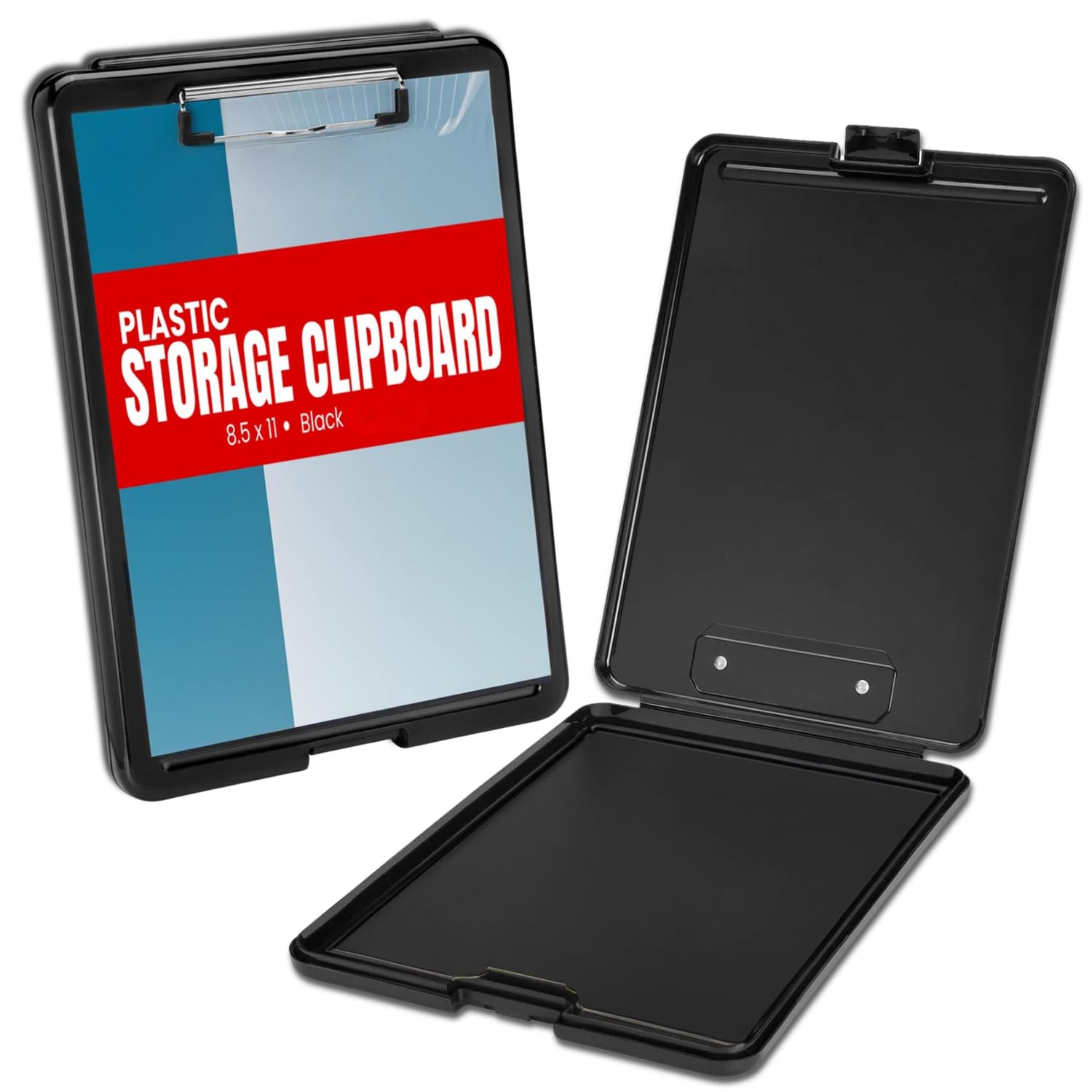 1Intheoffice Plastic Storage Clipboard Letter Size, Plastic Clipboard With Low Profile Clip, Storage Clipboard, Black
