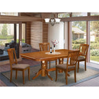 East West Furniture NAAV5-SBR-C Napoleon 5 Piece Set Includes a Rectangle Dining Room Table with Butterfly Leaf and 4 Linen Fabric Upholstered Chairs, 40x78 Inch